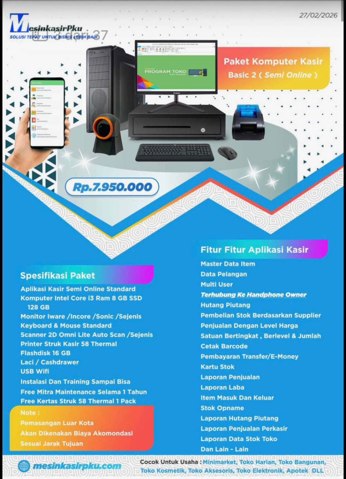 mesin kasir pekanbaru paket basic 2