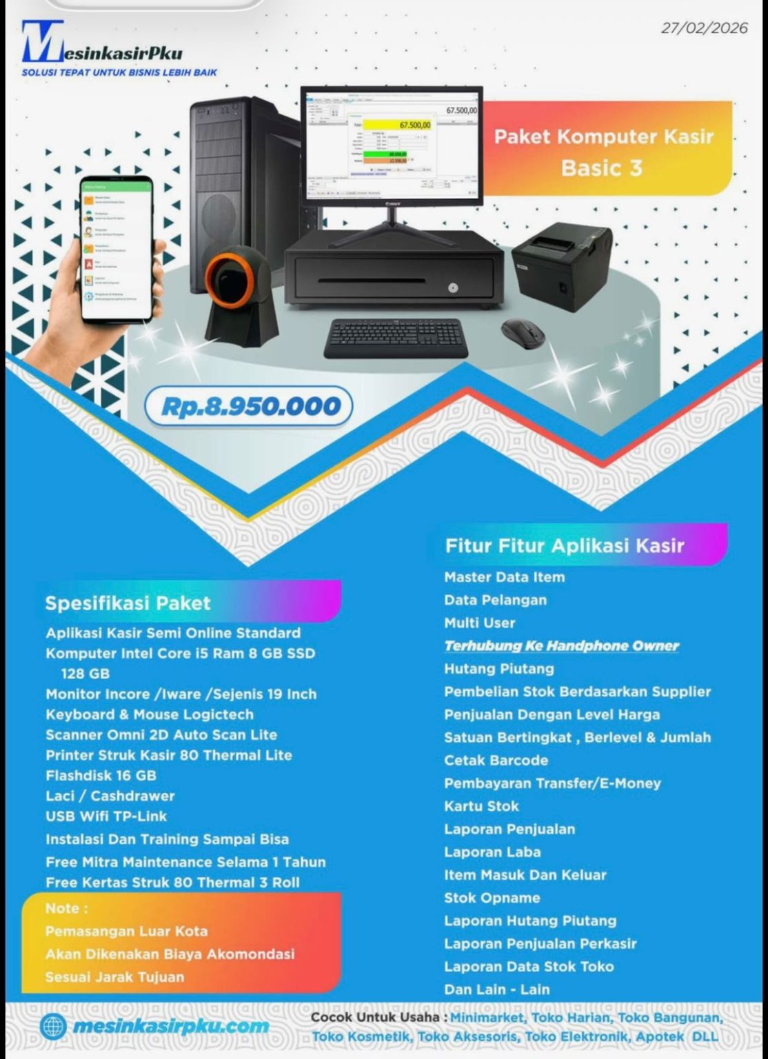 mesin kasir pekanbaru paket basic 3